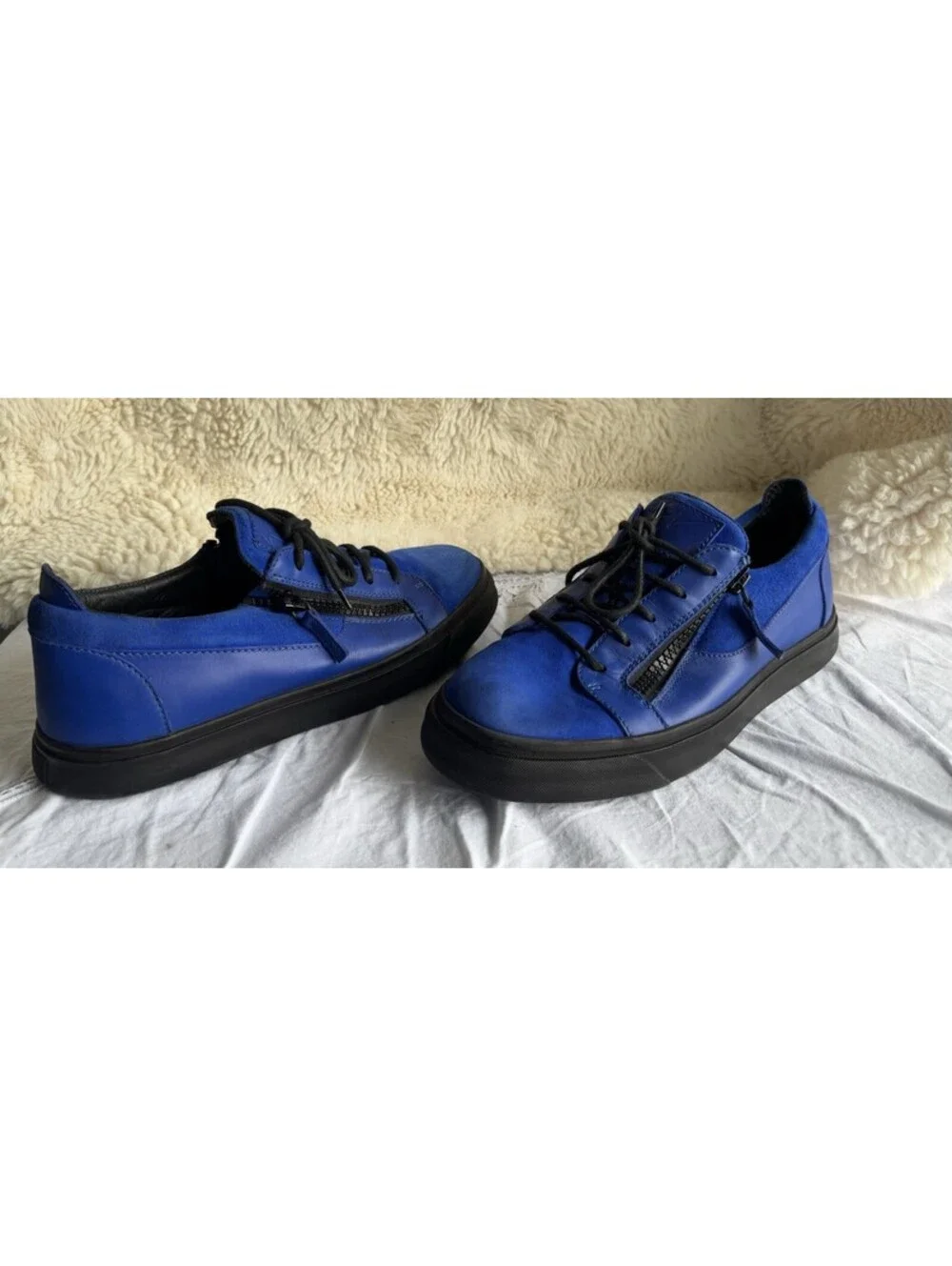 Giuseppe Zanotti Blue Leather Frankie Low Top Sneakers Size 43.5
